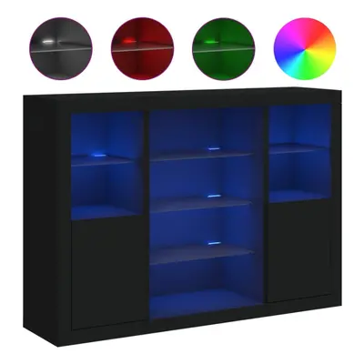 (black) vidaXL Sideboards with LED Lights Cupboard Side Cabinet pcs Engineered Wood