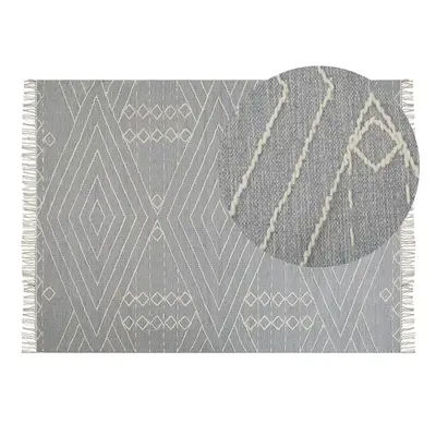 Cotton Area Rug x cm Grey and White KHENIFRA