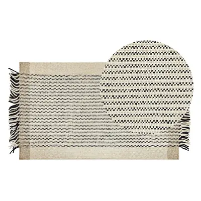 Wool Area Rug x cm Beige and Black DIVARLI