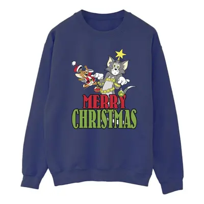 (3XL, Navy Blue) Tom And Jerry Mens Merry Christmas Baubles Sweatshirt