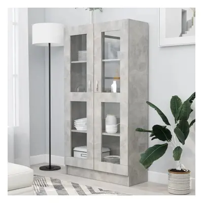 vidaXL Vitrine Cabinet Concrete Grey Chipboard Bookcase Storage Unit Standing