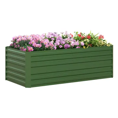 Outsunny Galvanised Steel Outdoor Raised Bed w/ Reinforced Rods, Green