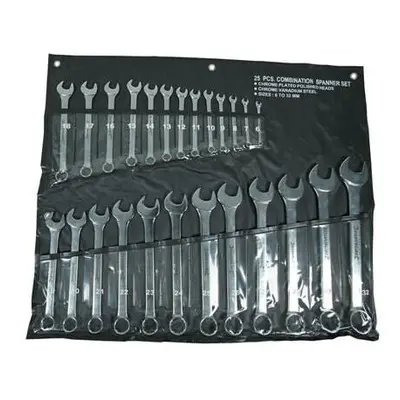 25 Piece 6mm 32mm Metric Combination Spanner Set Storage Wallet