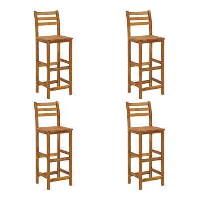 vidaXL 4x Solid Acacia Wood Bar Stools Dining Chair Seating Furniture Kitchen