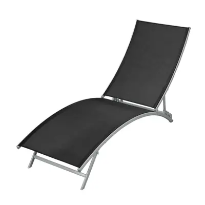 vidaXL Sun Lounger Outdoor Garden Patio Bench Chair Recliner Textilene Black