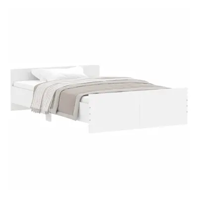 (white, x cm) vidaXL Bed Frame with Headboard and Footboard Mattress Foundation Bed Base