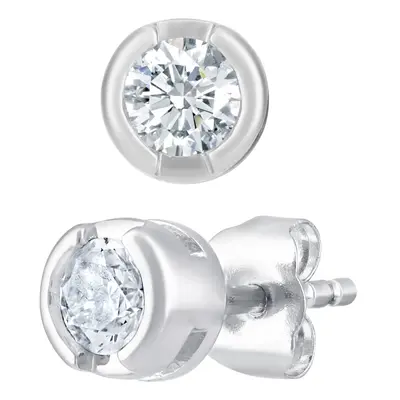 Jewelco London 9ct White Gold Round 1/3ct Diamond Solitaire Stud Earrings - PE0AXL1572W