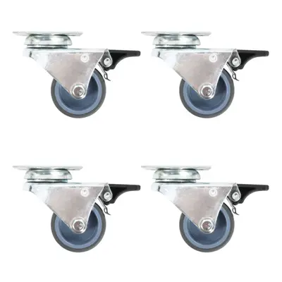 (16 pcs) vidaXL Twin-wheel Swivel Caster with Double Brakes Wheel Caster Trolley Caster