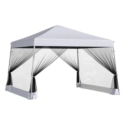 Outsunny x3 x2.6m Folding Pop-up Garden Gazebo W/Mosquito Netting White