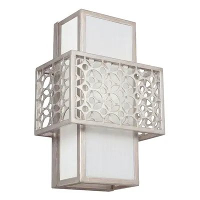 Wall Light Geometric Stamped Out Frame White Shade Sunrise Silver LED E27 60W