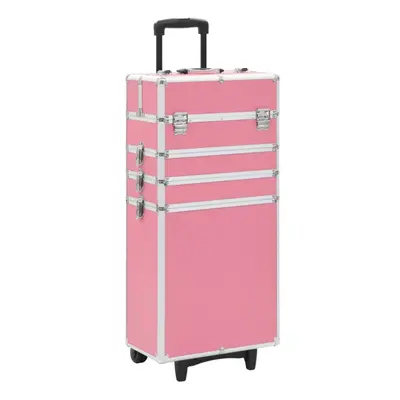 vidaXL Make-up Trolley Aluminium Pink Cosmetics Beauty Suitcase Organiser