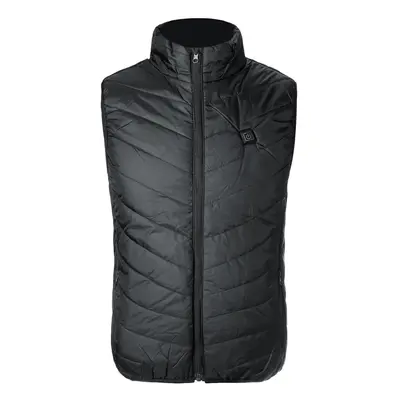 (Black, M) Electric Heated USB Jacket Waistcoat Cloth Thermal Warm Pad Warmer Winter Washable