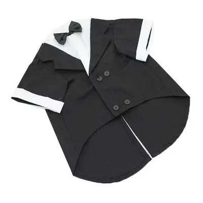 (Black, L-L) Big Pet Dog Cat Clothes Big Dog Bow Tie Shirts Wedding Suit Clothes Costume Collare