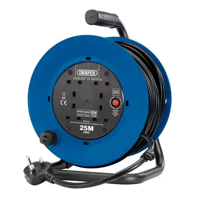 230V Heavy Duty Industrial Four Socket Cable Reel, 25m