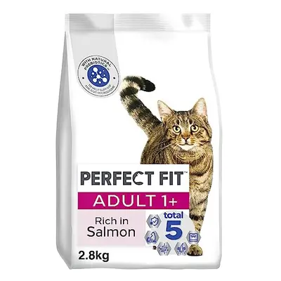 Perfect Fit Adult 1+ Complete Dry Cat Food for Adult Cats Aged 1+ Years, Rich in Salmon, Bags (2