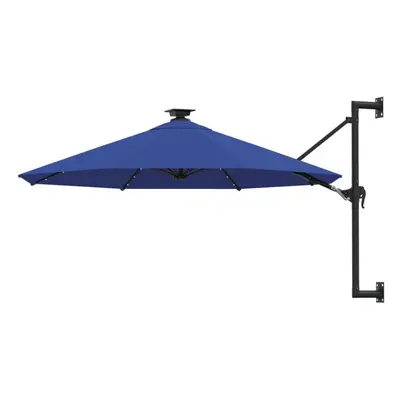 vidaXL Wall-mounted Garden Parasol with LEDs Sunshade Outdoor Umbrella Blue