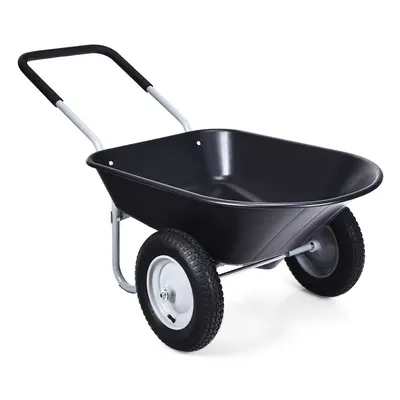 2-Wheeled Wheelbarrow Garden Cart with 33cm Pneumatic Tires & Handlle