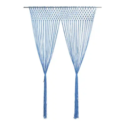 vidaXL Macrame Curtain Blue 140x240 cm Cotton Shade Drape Translucent Blind