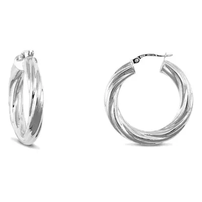 Jewelco London Sterling Silver Twist Hoop Earrings - 5mm - 3cm - AER003B