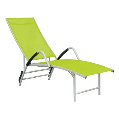 (green) vidaXL Sun Lounger Outdoor Sunbed Lounge Bed Day Bed Textilene and Aluminium