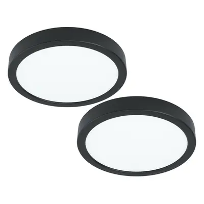 2 PACK Wall / Ceiling Light Black 210mm Round Surface Mounted 16.5W LED 3000K