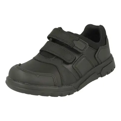 (UK Child, Black) Boys Clarks Hook & Loop School Shoes Blake Street - G Fit