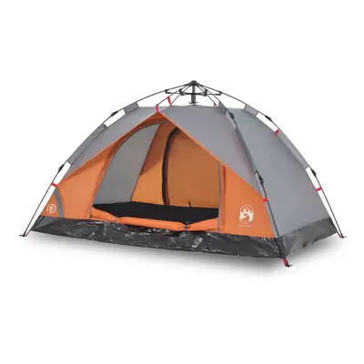 vidaXL Camping Tent Dome 3-Person Dome Tent Grey and Orange Quick Release