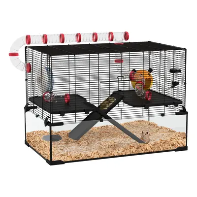 PawHut Hamster Cage w/ Tunnels, Tubes, Ramps, Platforms, Hut, 78.5 x 48.5 x 57cm