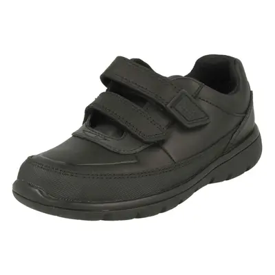 (UK Child, Black) Boys Clarks Hook & Loop School Shoes Venture Walk - E Fit