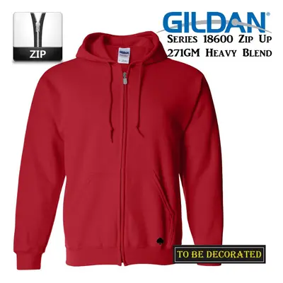 (2XL) Gildan Red Zip Up Hoodie Heavy Blend Hooded Sweatshirt Sweater Sweat