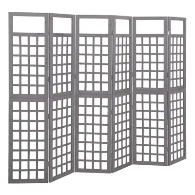 vidaXL Solid Fir Wood 6-Panel Room Divider/Trellis Grey Wooden Plant Support