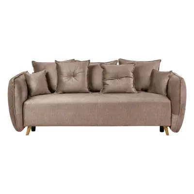 Velvet Sofa Bed with Storage Brown VALLANES