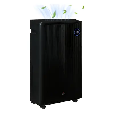 HOMCOM 16L/Day Quiet Air Dehumidifier with Purifier, UVC, Ioniser, Timer, Black