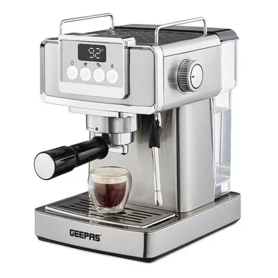 GEEPAS Espresso Coffee Machine with Milk Frother 1.8L Tank,1465W, Grey