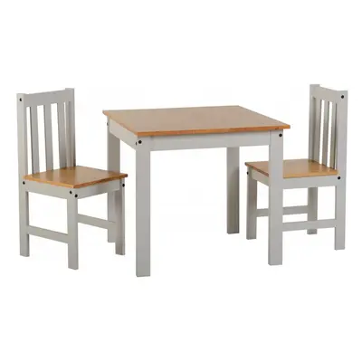 Seconique Ludlow 1+2 Small Dining Set - Table & Chairs - Grey & Oak