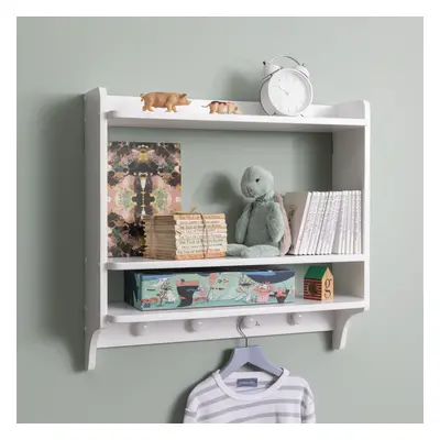 Hege Double Shelf with Coat Hook in Classic White