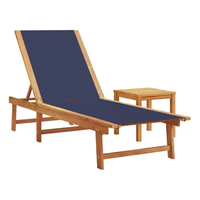 (blue, sun lounger + table) vidaXL Sun Lounger Bed Outdoor Garden Recliner Solid Acacia Wood and