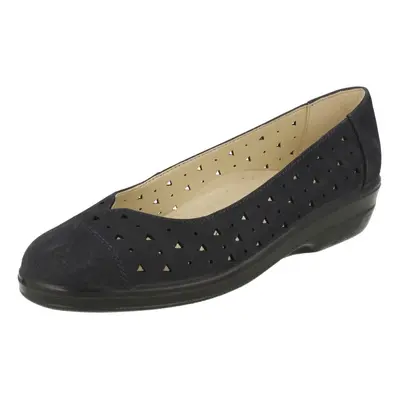 (UK 5.5, Navy (Blue)) Ladies Padders Ballerina Flats Faye - EE Fit