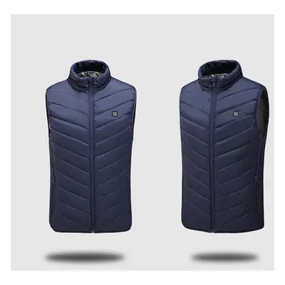 (Dark Blue, L) Electric Vest Heated Jacket Heating Area USB Thermal Warm Winter Body Warmer