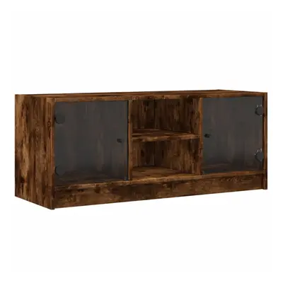 (smoked oak) vidaXL TV Cabinet with Glass Doors TV Stand Entertainment Centre Smoked Oak