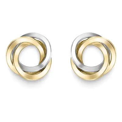 Jewelco London 9ct 2-Colour Gold Trilogy Knot Stud Earrings - ERNR02973