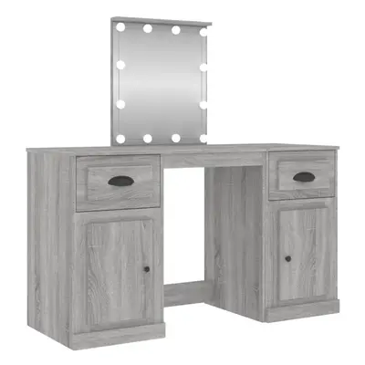 (grey sonoma) vidaXL Dressing Table Bedroom Makeup Desk Vanity Desk Cosmetic Table with LED