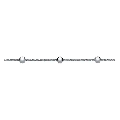 (18) Jewelco London Rhodium Sterling Silver "Stars and Planets" Sparkling Popcorn Bead Chain Nec