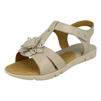 (UK 4.5, Ivory) Ladies Padders Flower Detailed Sandals Tansy - 2E Fit