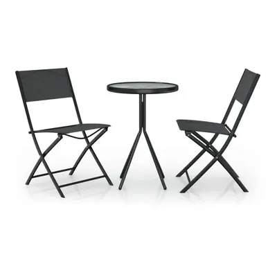 vidaXL Bistro Set Piece Steel Black Outdoor Patio Table and Chair Furniture