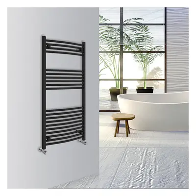 (Black, 1200x600mm) Warmehaus Curved Bathroom Heated Towel Rail Warmer Radiator Central Heating