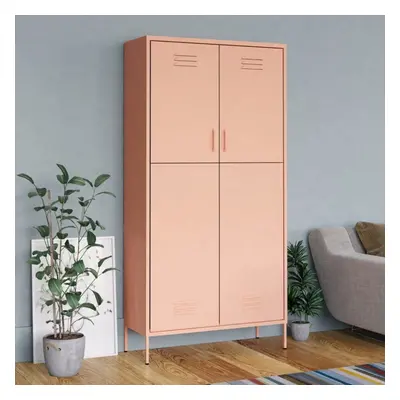 vidaXL Wardrobe Pink Steel Bedroom Hanger Organiser Clothing Storage Cabinet