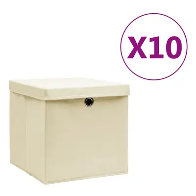 (cream with lids, pcs) vidaXL Storage Boxes Organiser Cube Basket Container Pack Box Storage Che