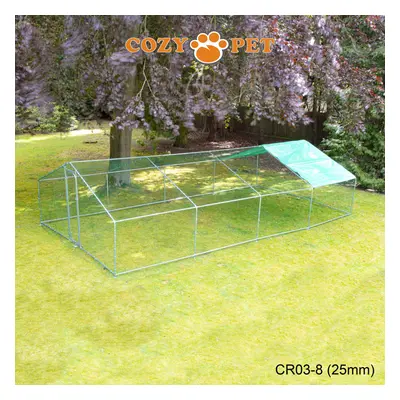 Chicken Run 3m x 8m 25mm Galvanised Steel Frame Cozy Pet for Hens Dogs Poultry Ducks Coop