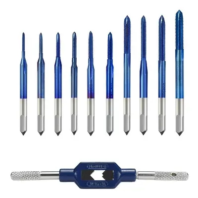 11Pcs Blue Nano Thread Tap with Adjustable Tap Wrench M1-M3.5 HSS Metric Plug Tap Screw Tap Dril